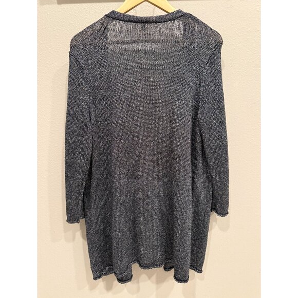 Eileen Fisher Linen Blend Knitted Cardigan Sweater Medium Long Sleeves Modern - Picture 2 of 7